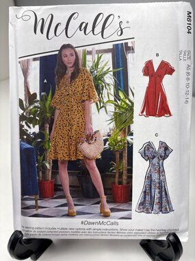 McCalls Pattern M8104 Misses Dress Sewing Pattern Size 6 8 10 12 14 Uncut